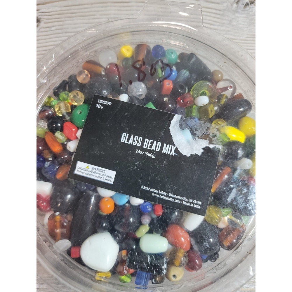 Glass Beads 1.8oz variety Small to large New Mix Crafts Neckles bracelets art